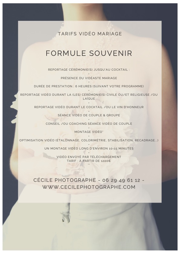 Formule Souvenir Videos Mariage - Une vidéo souvenir de votre mariage - Votre photographe au Fémin'Ain Cécile Clerfayt